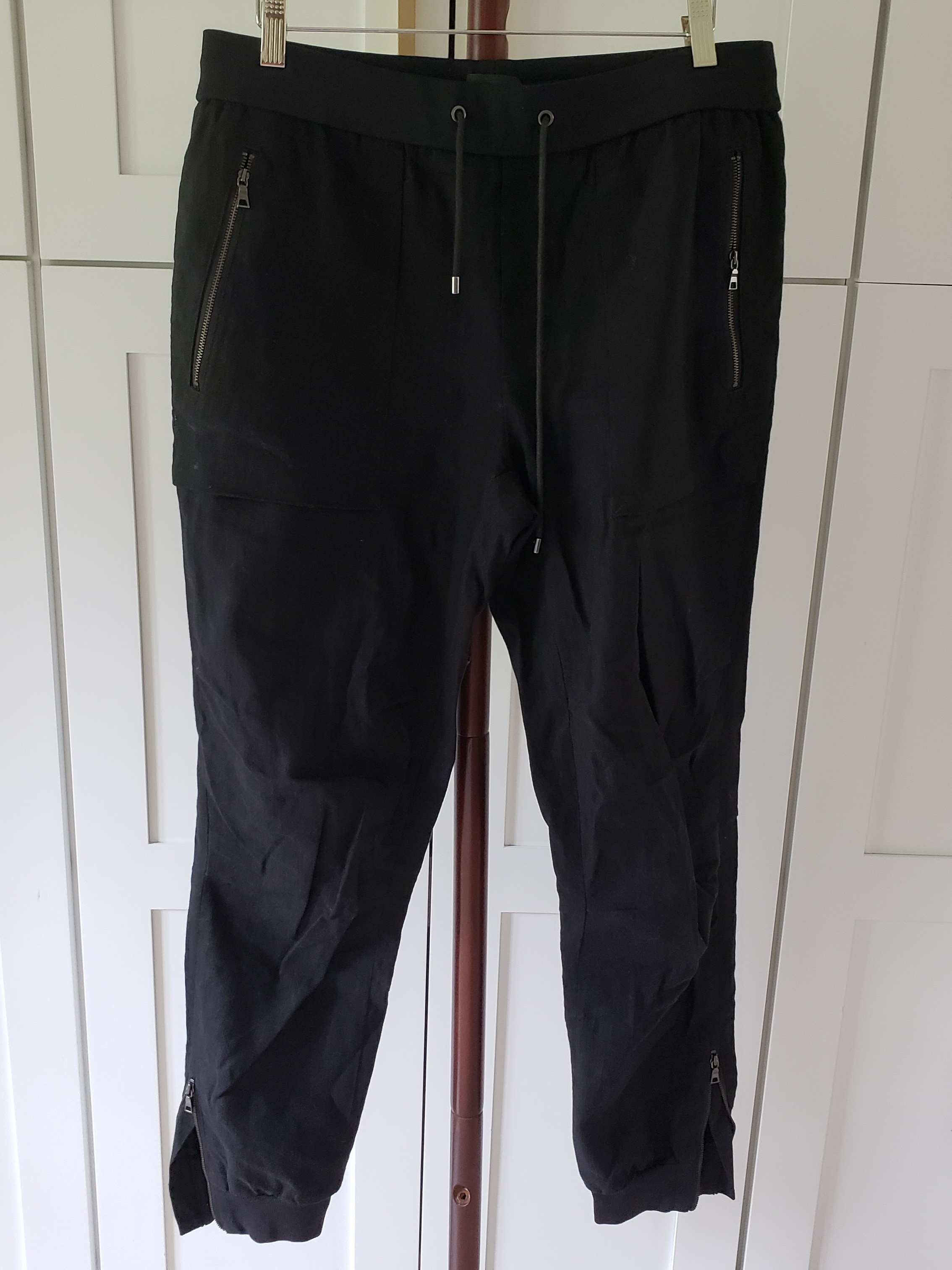 Vince Linen Pants Mens 32 Black Jogger With Zip Pockets